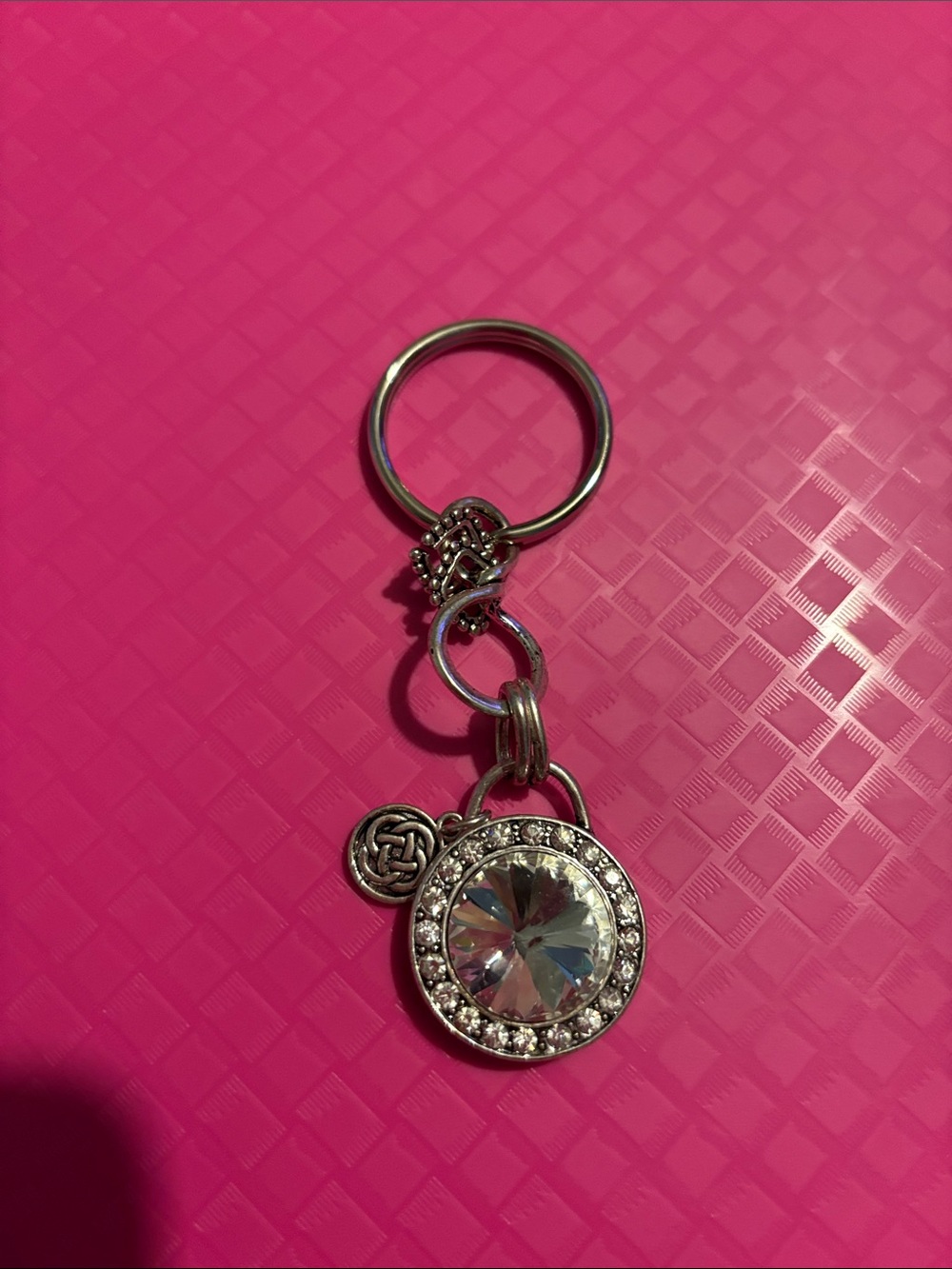 Crystal Circle Keychain Charm in Pink - Unbranded